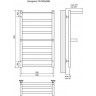 Полотенцесушитель электрический TERMINUS ХЕНДРИКС ПЛЮС П9 500x896, ТЭН HT-1 300W, левый/правый